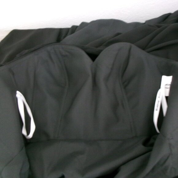 New Black One Shoulder Chiffon Gown Formal Dress M 6 S 4 Lace Top VNAIX Wedding - Picture 13 of 15